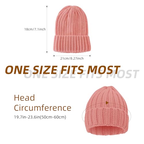 ZOORON 1&2 Winter Beanie for Women Soft Warm Slouchy Knit Hat Ski Stocking Cuffed Cap - color: Skin Pink
