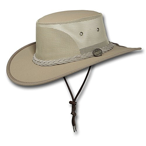 Mesh Drover Cotton Canvas Hat by Barmah - color: Beige, size: Medium