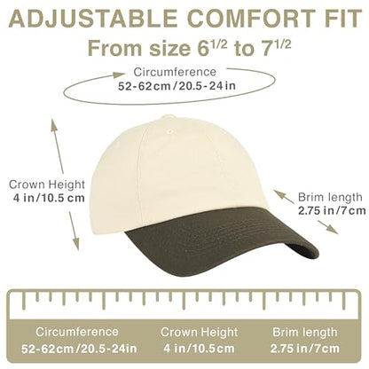 E BY ELIDAN Two Tone Dad Hat, Low Profile Baseball Cap - color: Stone Olive