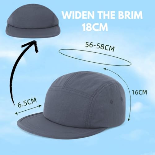 5 Panel Running Hat Waterproof Nylon Sun Hat Quick Dry Plain Baseball Cap for Men Women - color: Dark Gray