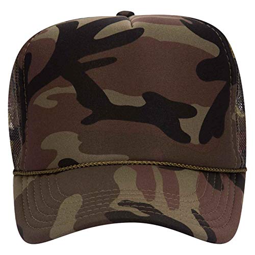 OTTO Wholesale 12 x Polyester Foam Front 5 Panel High Crown Mesh Back Trucker Hat - (12 Pcs) - color: Camo 008