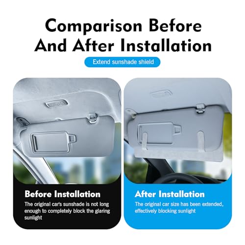 Car Sun Visor Extender, Adjustable Anti-Glare Sunshade Extension Attachment, Clip-On UV Rays Blocker Windshield Sun Blocker, Safe Driving Auto Accessory, Protect Driver Passenger from Sunlight (Gray) - color: Gray