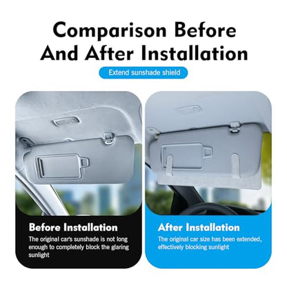 Car Sun Visor Extender, Adjustable Anti-Glare Sunshade Extension Attachment, Clip-On UV Rays Blocker Windshield Sun Blocker, Safe Driving Auto Accessory, Protect Driver Passenger from Sunlight (Gray) - color: Gray