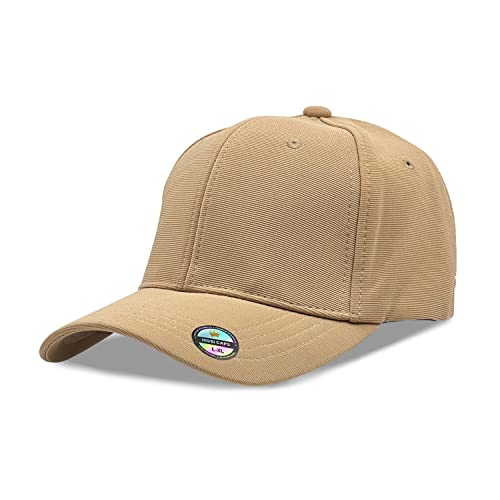 [2 Pack] Hybrid Stretch-Fitted Trucker Cap, Baseball Cap with Air Mesh - color: 2pk Khaki, size: Small-Medium