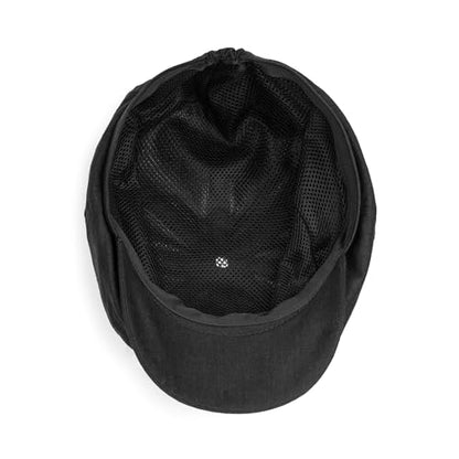 Sterkowski Model Rowdy | 100% Linen Newsboy Cap for Men and Women | Airy 8 Panel Paperboy Cap - color: Black, size: 7 5/8