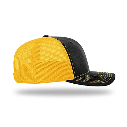 Richardson 112 Classic Six-Panel Adjustable Snapback Trucker Cap - color: Black/Gold