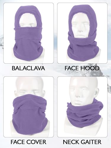 Geyoga Winter Fleece Balaclava Hat for Men Women - color: Pink,purple