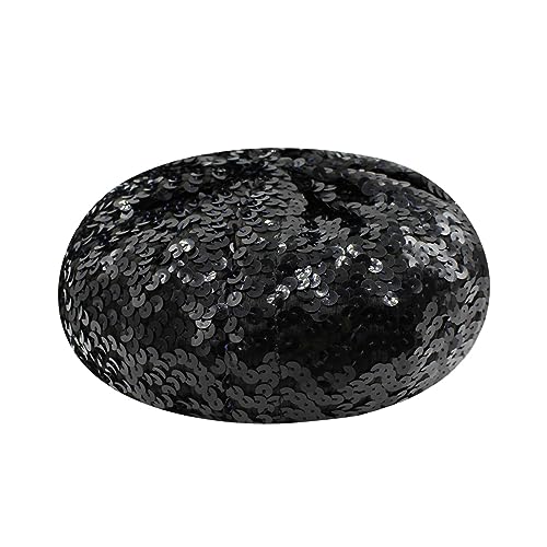 JUMISEE Sparkly Sequin Berets for Women Girls Fashion Beanie Hat Costume Accessories for Festival Party Dance - color: Black