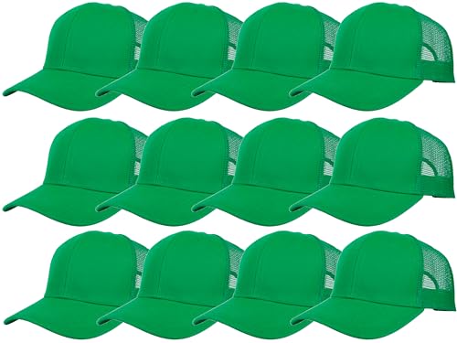 Gelante Mesh Trucker Hat Baseball Cap Structured Front Panel Wholesale LOT 12 Pack - color: Kelly Green