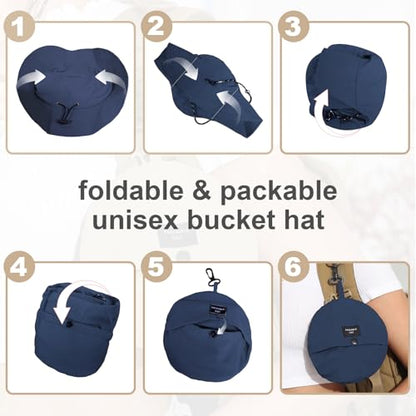Packable Bucket Hat for Women Waterproof UV Protection Sun Hat - color: Dark Blue