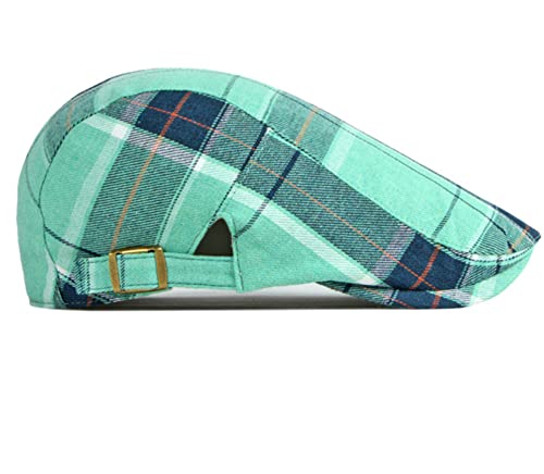 Unisex Classic Plaid Beret Newsboy Hats Flat Sun Hat Sport Golf Baseball Caps Cabbie Driving Cap Hats for Women Men - color: Light Green