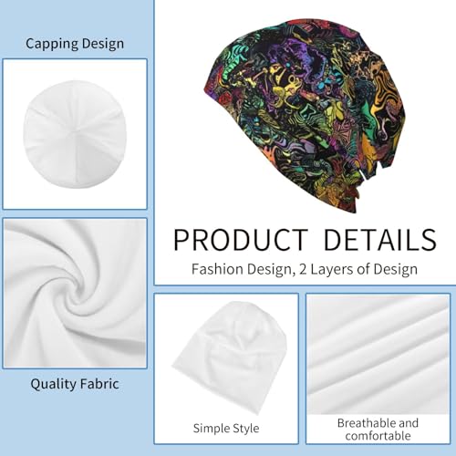 Beanie Hat for Men Women Slouchy Beanie Skull Sleep Cap Soft Lightweight Chemo Hat Stretch Cancer Headwear - color: Color Magic