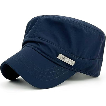 Loneshark Water Resistant Military Hat Quick Dry Cadet Cap Army Flat Top - color: Rectangle-logo-navy