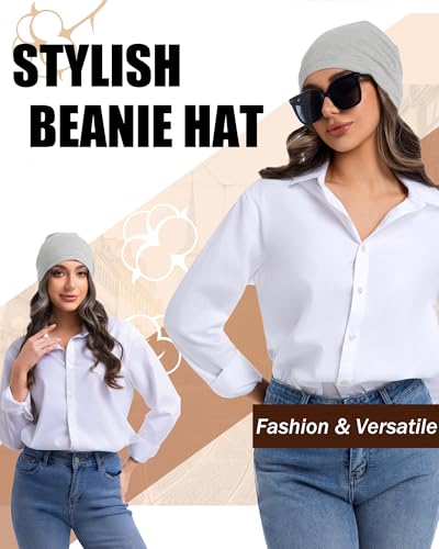 100% Cotton Summer Beanie for Men Women, Thin Soft Slouchy Beanies - color: 1pcs-light Gray, size: Large