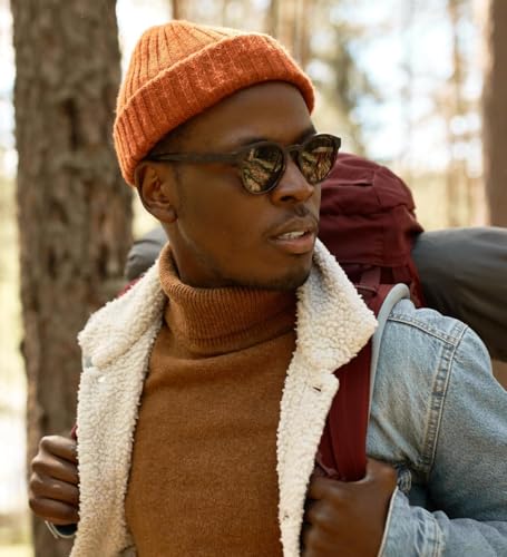 Fisherman Short Beanie Leon Roll up Trawler Classic Skullcap Hipster Beanie Warm Winter Hats Acrylic Ribbed Knit Cuff Daily - color: Pumpkin