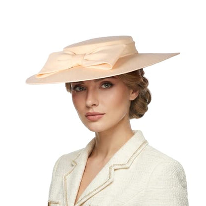 Fascinators Women Wide Brim 20s 50s Derby Pillbox Hat Bowknot Cocktail Tea Party Church Dress Hats - color: Khaki
