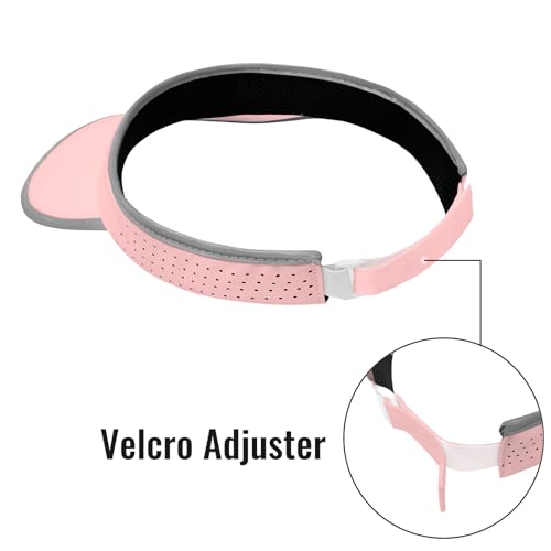 Women's Sun Visor Hat - Foldable Golf Hats Adjustable Quick Dry Running Tennis Cap, UV Protection Beach Hat for Women - color: Pink