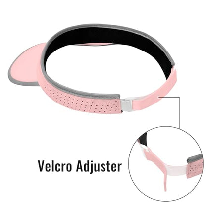 Women's Sun Visor Hat - Foldable Golf Hats Adjustable Quick Dry Running Tennis Cap, UV Protection Beach Hat for Women - color: Pink
