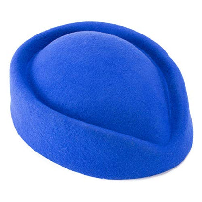 Lawliet Wool Stewardess Air Hostesses Pillbox Hat Millinery Teardrop Fascinator Base A040 - color: Blue