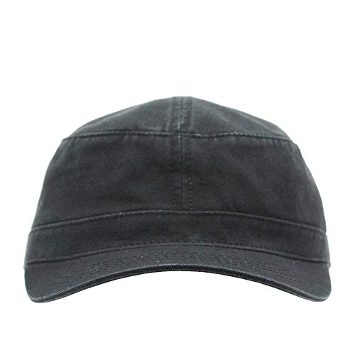 The Vintage Year Heavy Stitch Washed Cotton Cadet Hat Military Army Cap - color: Black, size: One Size