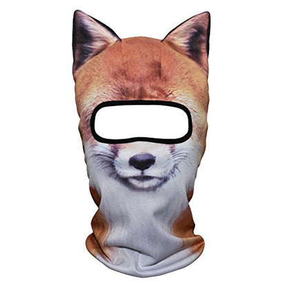 WTACTFUL 3D Animal Ears Balaclava, Breathable Face Mask for Halloween - color: Fox Meb-08