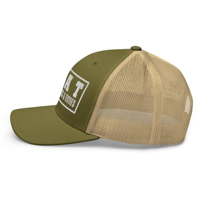NG Boat Bring Out Ass and Titties Curved Bill Trucker Hat Mid Crown Adjustable Funny Adult Humor Cap - color: Moss/ Khaki