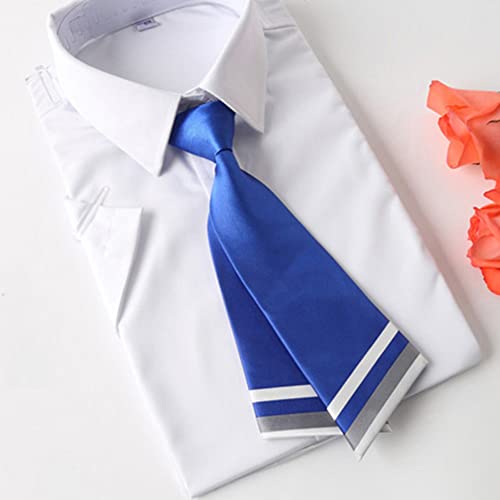 Mantieqingway Women Uniform Necktie Adjustable Strap Striped Pre-tie Ties - color: Sapphire
