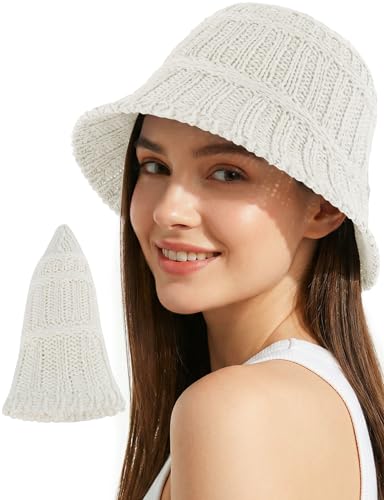 Breathable Cotton Bucket Hat Lightweight Packable Cloche Hat Sun Beach Cap - color: White