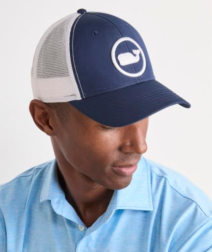 vineyard vines Whale Dot Performance Trucker - color: Blue Blazer