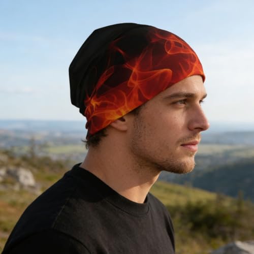 Unisex Stretch Knit Beanie Hat - color: Flame