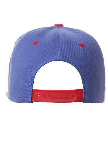 Original Team Coach Snapback Hat Classic Layered Arched Letters Flat Bill Cap - color: Blue Red Hat White Red Letters