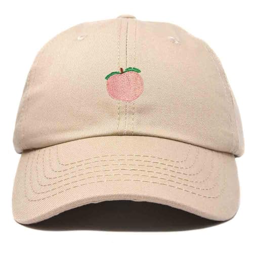 DALIX Peach Embroidered Dad Cap Cotton Baseball Hat Women - color: Khaki