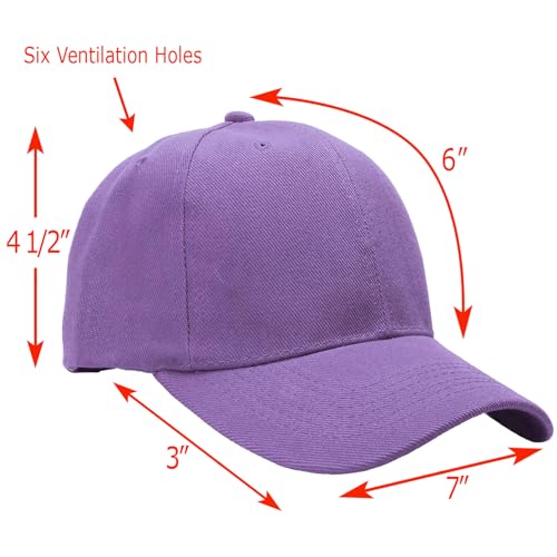 Falari Wholesale Bulk Lot 12-Pack Baseball Cap Adjustable Size Plain Blank Solid Color - color: Lavender