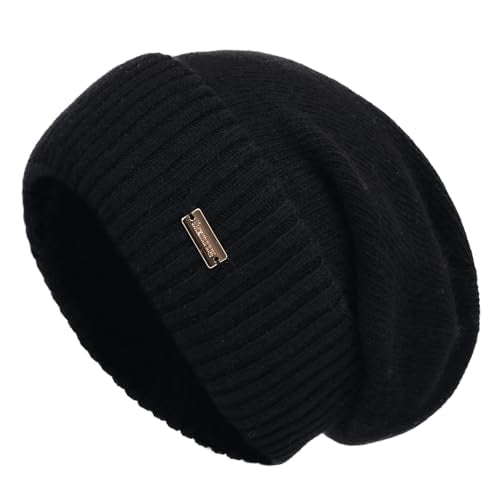 jaxmonoy Slouchy Beanies for Women Winter Lightweight Ladies Knit Hat Cuffed Soft Warm Slouch Beanie Cap - Brown - color: New Black