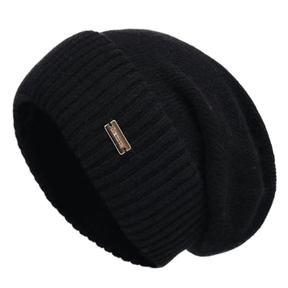 jaxmonoy Slouchy Beanies for Women Winter Lightweight Ladies Knit Hat Cuffed Soft Warm Slouch Beanie Cap - Brown - color: New Black