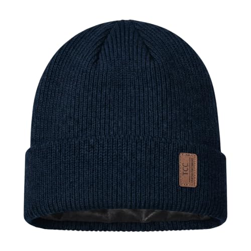 Beanie Fleece Lined Soft for Men Women | Winter Hats Warm Double Layered Stylish Knited Cuffed Plain Beanie Skull Cap | - color: A04- Navy Blue
