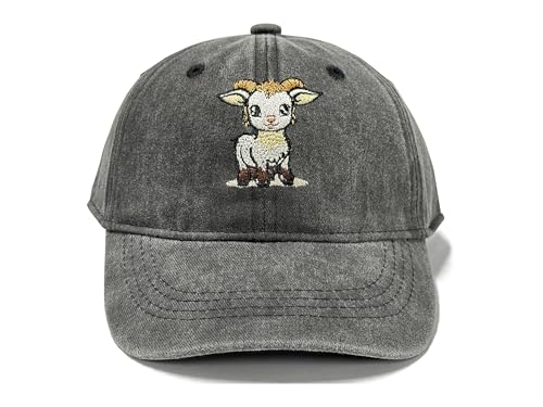 Adjustable Embroidery Animal Baseball Hat for Kid Toddler Child - color: Goat (Washed Black)