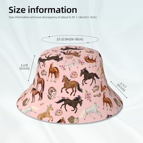 Bucket Hat for Men Women Packable Reversible Printed Summer Hats - color: Horse