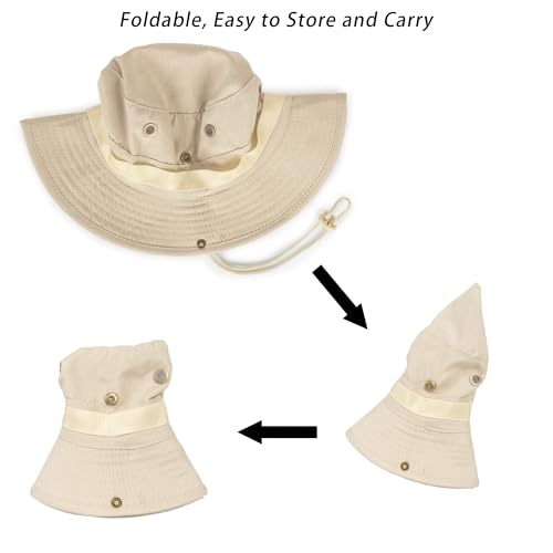 Men-Women-Fishing-Hat Sun-Protection-Safari-Cap Outdoor-Camping Bucket Hat - color: Beige