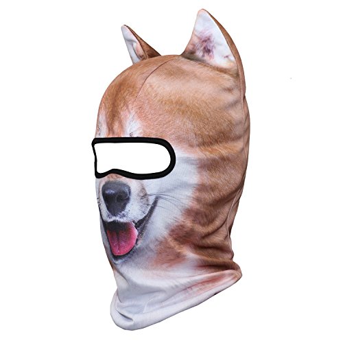 WTACTFUL 3D Animal Ears Balaclava, Breathable Face Mask for Halloween - color: Shiba Inu Meb-04