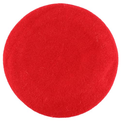 Trendy Apparel Shop Plain Solid French Wool Beret Hat - color: Red