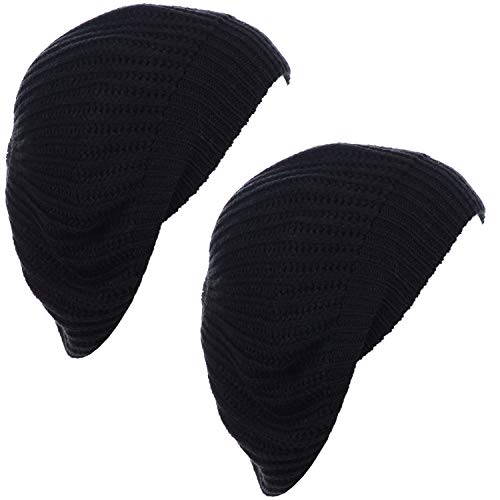 an Fall Winter Knit Beanie Beret Hat for Women Soft Knit Lining Many Styles - color: Blackblack