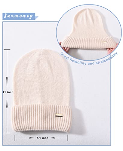 jaxmonoy Slouchy Beanies for Women Winter Lightweight Ladies Knit Hat Cuffed Soft Warm Slouch Beanie Cap - Brown - color: Beige