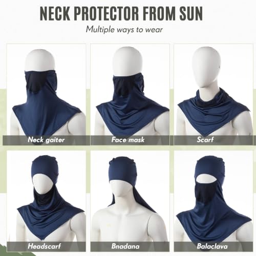 Face Balaclava Neck Cover Cooling Ice Silk Ski Mask - color: Navy Blue