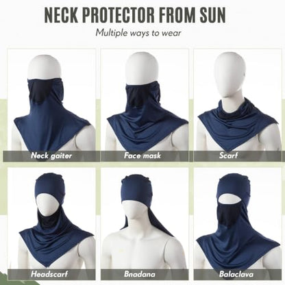 Face Balaclava Neck Cover Cooling Ice Silk Ski Mask - color: Navy Blue