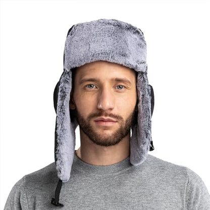 Men Winter Bomber Wool Ear Flap Russian Hat Women Warm Fleece Waterproof Trapper Ushanka Cap Outdoor Ski Hunting Teen - color: Black