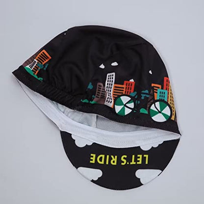 Funny Cycling Cap - Polyester Skull Cycling Hat-Under Helmet -Cartoon Cycling Helmet Liner Breathable&Sweat Uptake - color: Fuu-black