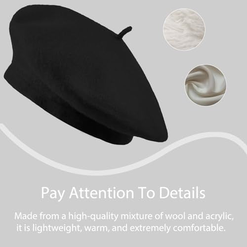 Jolbndcv 6PCS Beret, French Beanie, Outdoor, Winter, Fashion Lady Hat - color: 6 Pcs Black