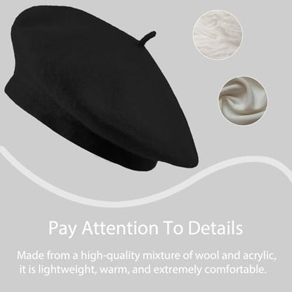 Jolbndcv 6PCS Beret, French Beanie, Outdoor, Winter, Fashion Lady Hat - color: 6 Pcs Black