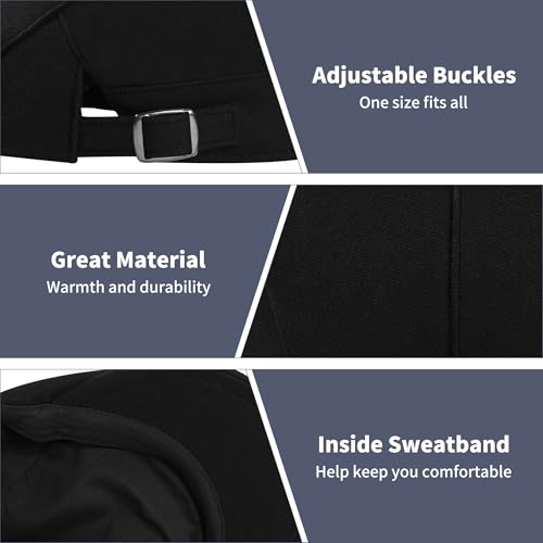 Newsboy Hat Cotton Adjustable Flat Caps Ivy Irish Gatsby Cap Cabbie Golf Hunting Hats for Men - color: Black